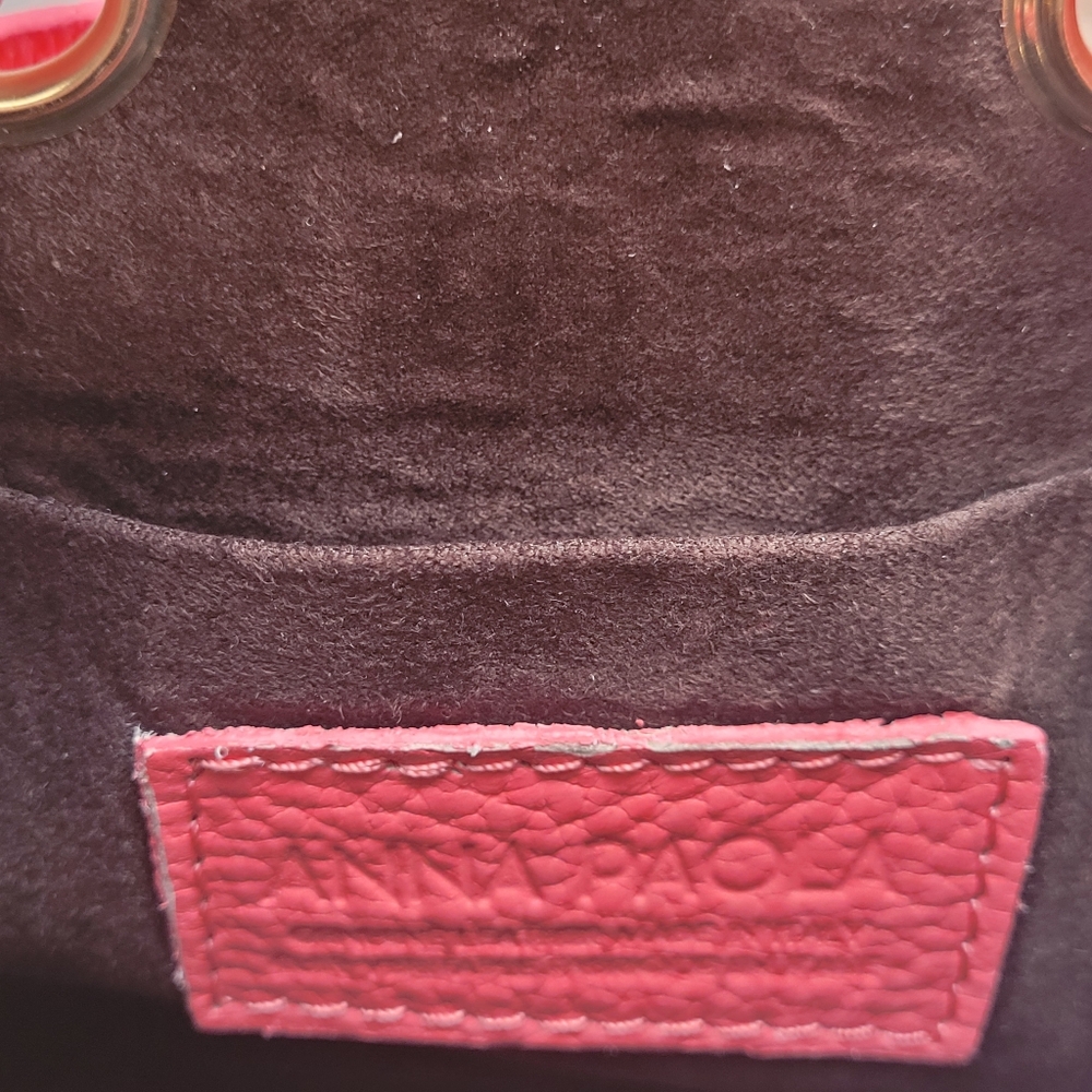 Anna Paola Pink Mini Bucket Bag with Gold Chain - Picture 8 of 12